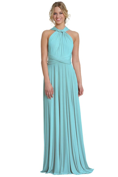 INFINITY, hosszú ruha, tüll nélküli, jégkék szín, S