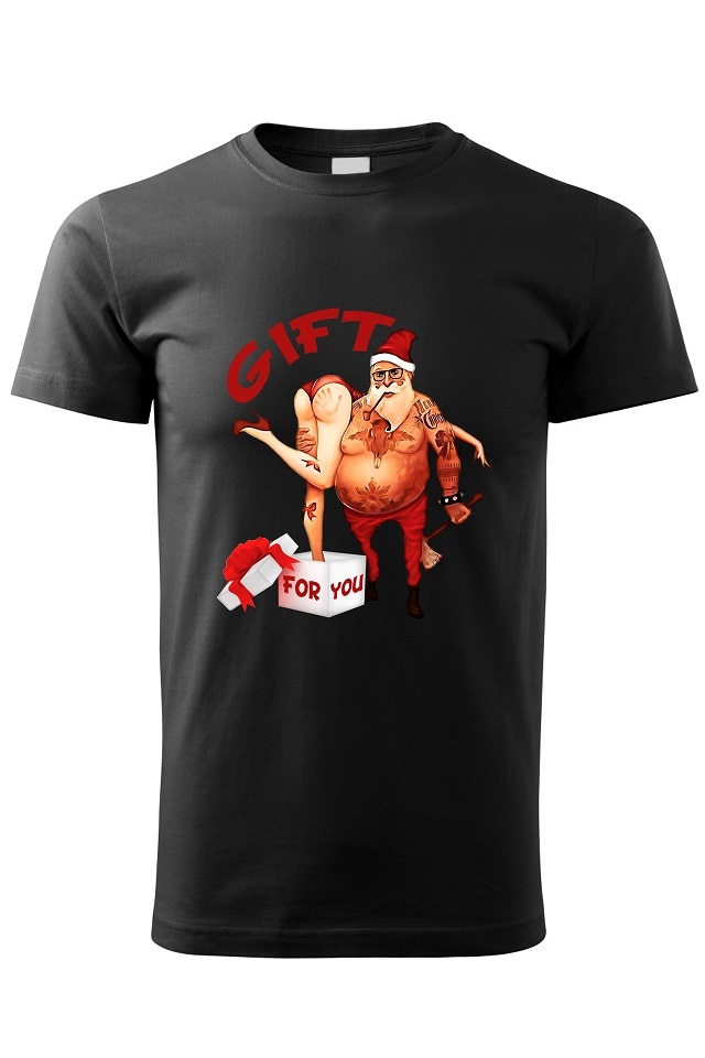 Tricou Mos Craciun Gift for you, ADLER, Negru