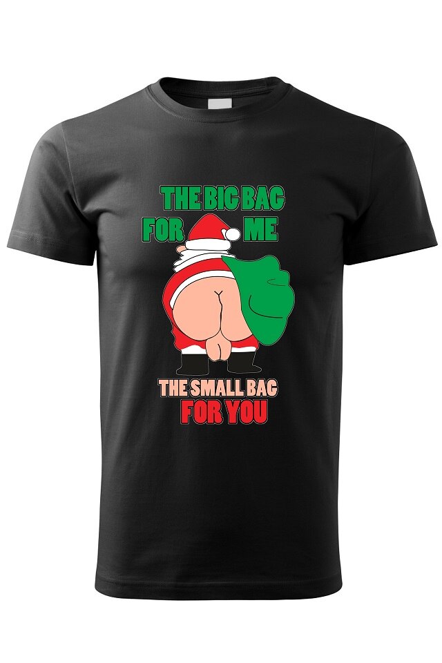 Tricou Mos Craciun The Big Bag, ADLER, negru, Negru