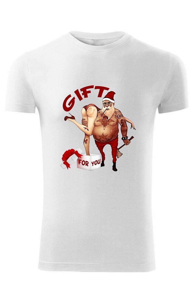 Tricou Mos Craciun Gift for you, ADLER, alb, Alb