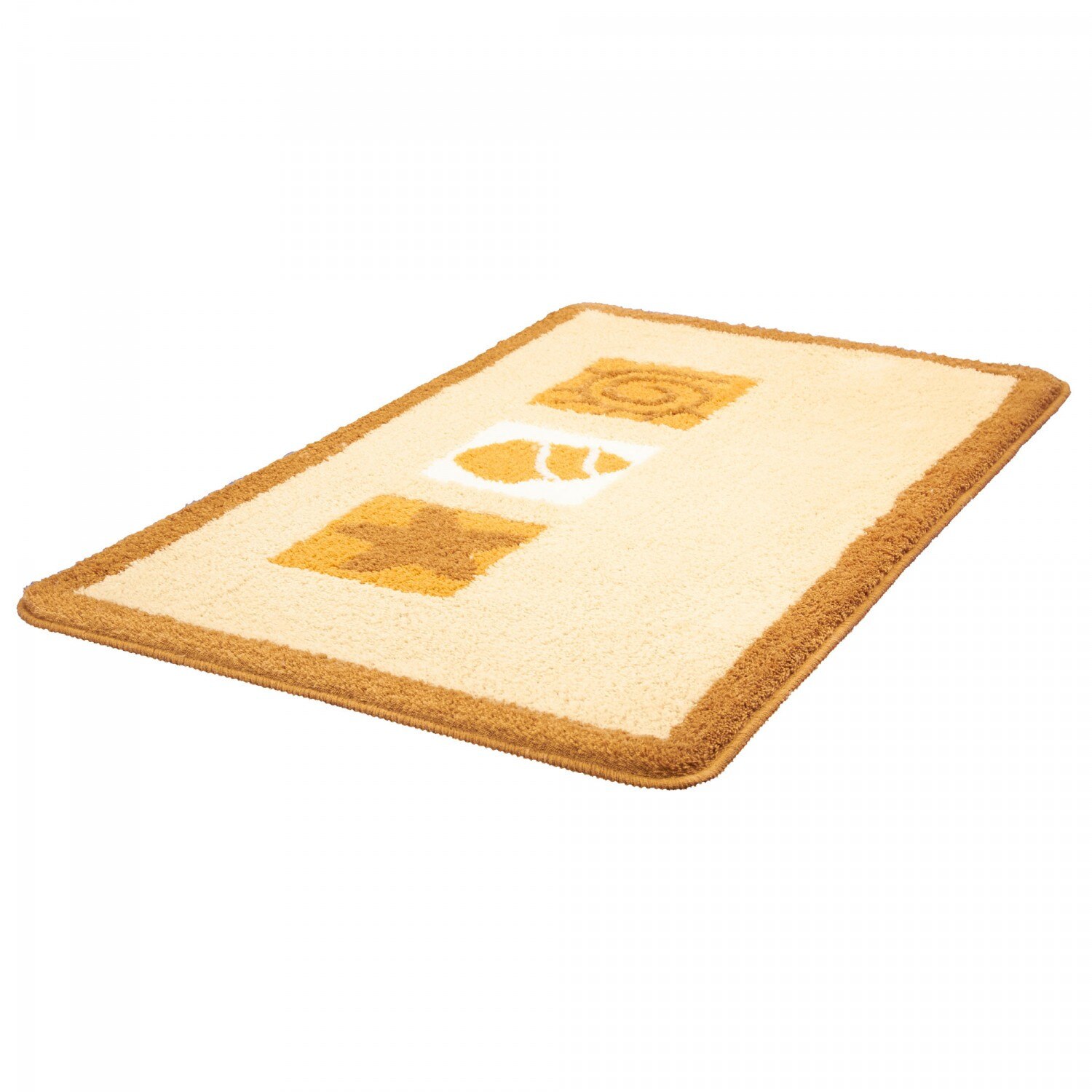 Covoras iMK® pentru baie, Model marin, Usor de intretinut, Bej, Antiderapant, 60 x 100 cm