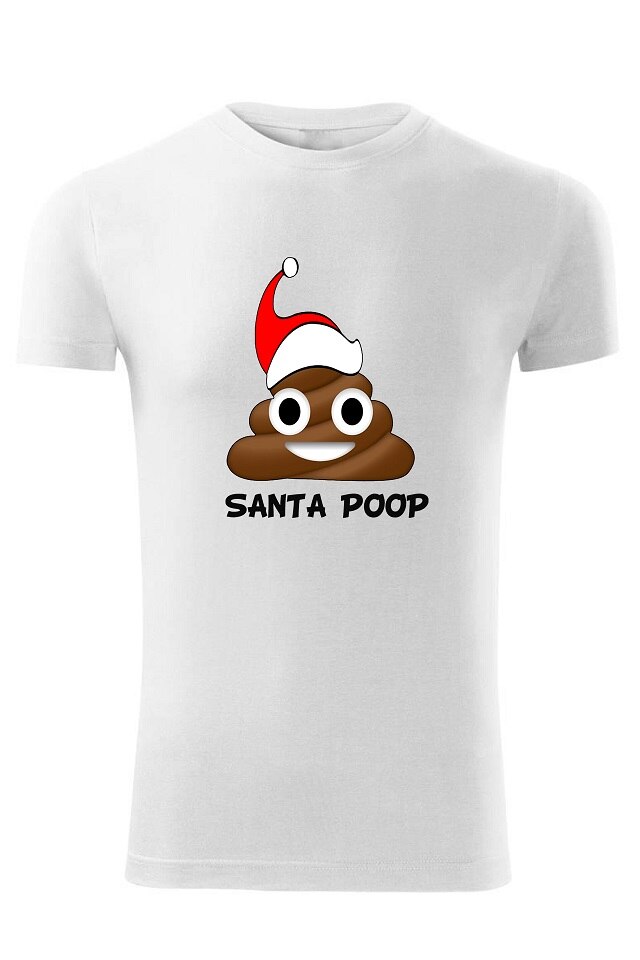 Tricou Mos Craciun Poop, ADLER, alb, Alb