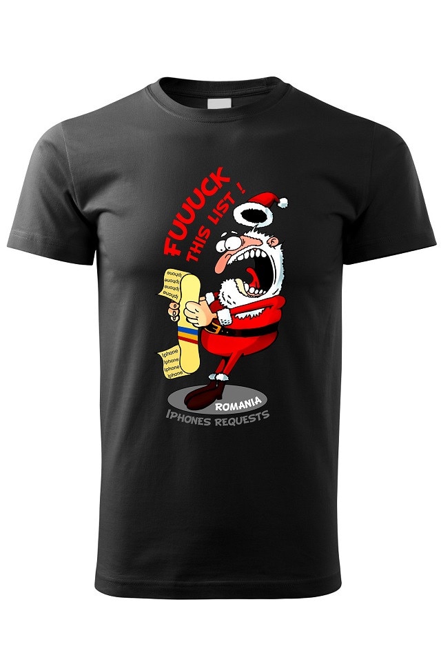 Tricou Mos Craciun Iphone list, ADLER, negru, Negru