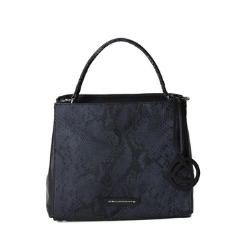 Geanta Dama din piele naturala, Dellaconte Albastru cu Negru 8007 Geanta Dama din piele naturala, Dellaconte Albastru cu Negru 8007
