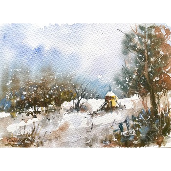 Tablou acuarela Capita de fan- tablou pictat manual Oana Pinzariu, dimensiune 19 * 26 cm Tablou acuarela Capita de fan- tablou pictat manual Oana Pinzariu, dimensiune 19 * 26 cm