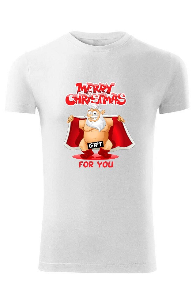 Tricou Mos Craciun Merry Christmas , ADLER, Alb