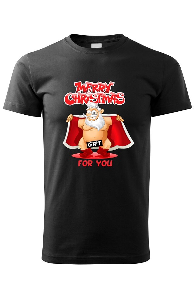Tricou Mos Craciun Merry Christmas , ADLER, Negru