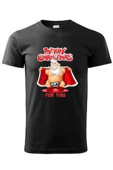 Tricou Mos Craciun Merry Christmas , ADLER, Negru