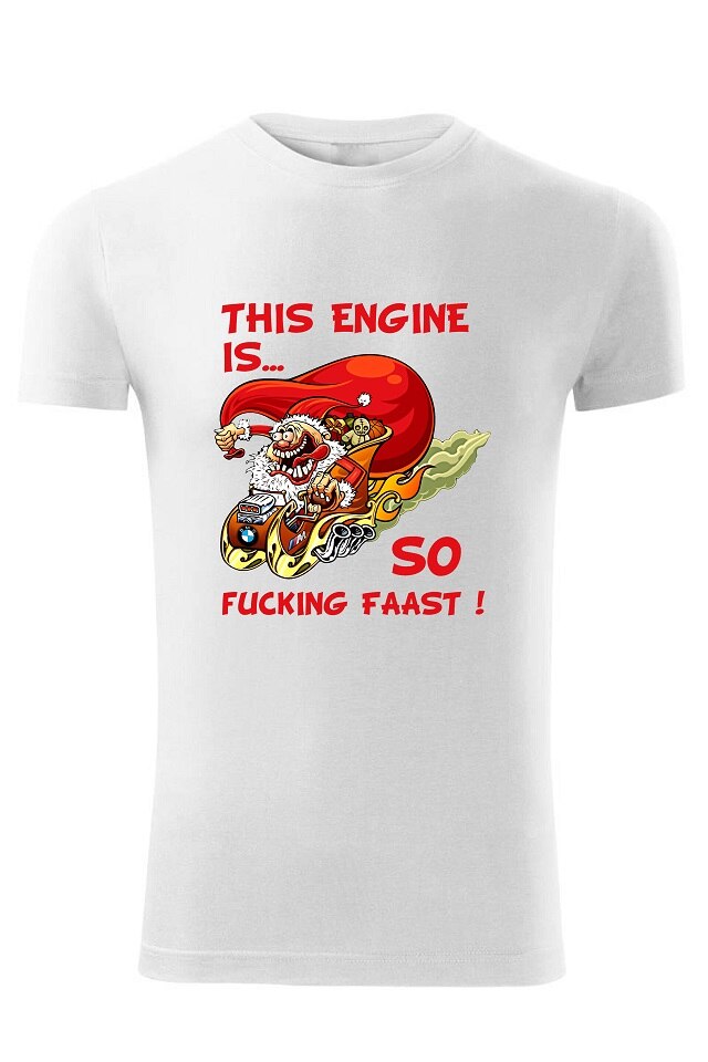 Tricou Mos Craciun So Fast , ADLER, Alb