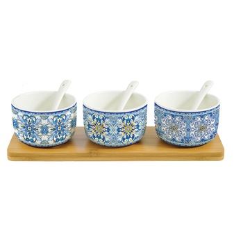 Set 3 boluri pentru sos din portelan cu tava  Set 3 boluri pentru sos din portelan cu tava
