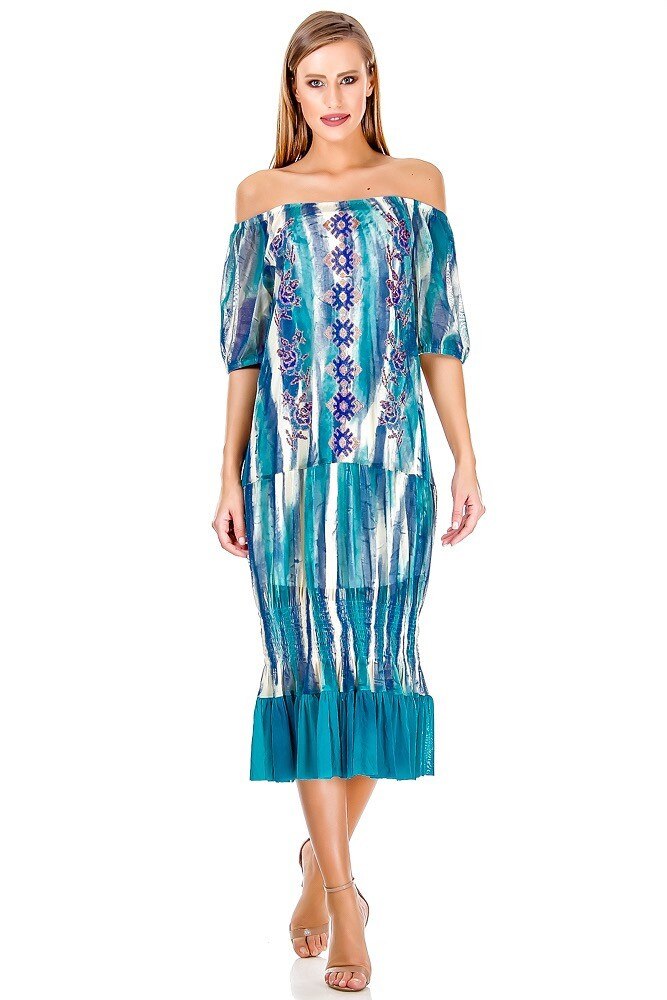 Rochie albastra tull pictata Liza Panait AV-141E
