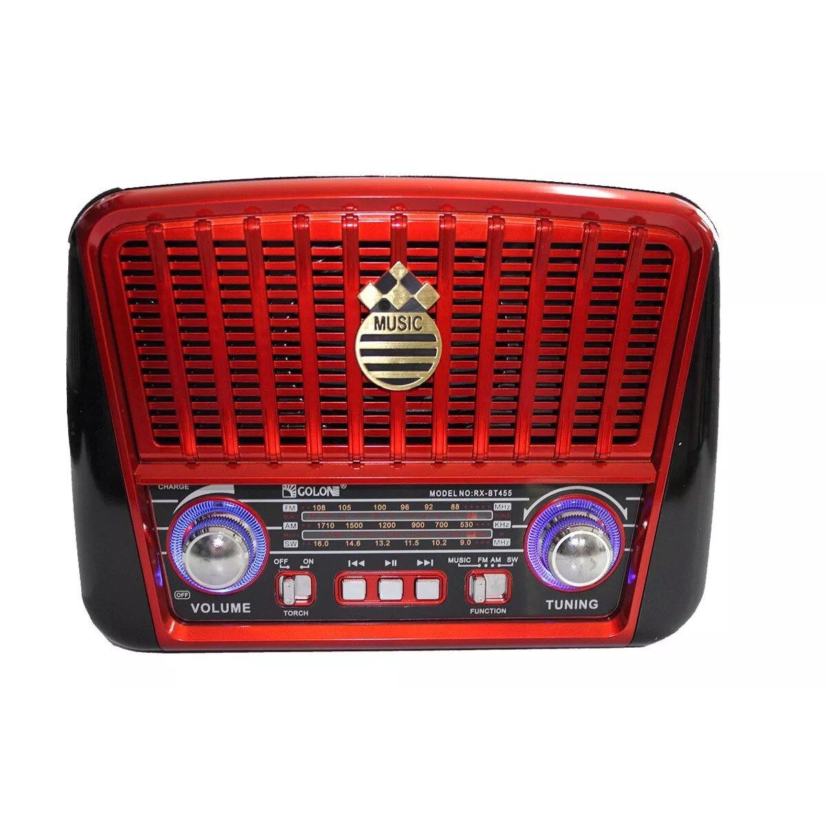 Radio Cu Bluetooth , USB , CardReader , radio FM, AM , SW , Lanterna LED , Acumulator Integrat , Maro / Rosu