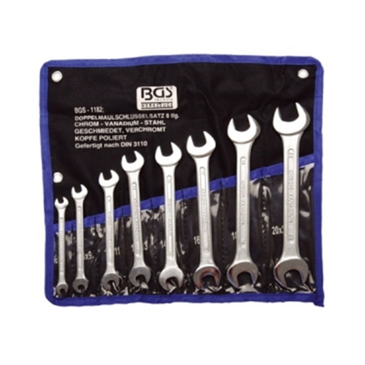 Set BGS 8 chei duble 6x7 - 20x22 mm, etui