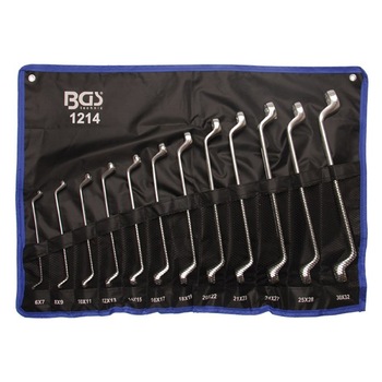 Set chei inelare cu cot,12 buc, BGS, 6x7 - 27x32 mm, cromate, in husa Set chei inelare cu cot,12 buc, BGS, 6x7 - 27x32 mm, cromate, in husa