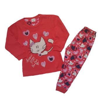 Pijamale pentru fetite corai, Kitty, bumbac Pijamale pentru fetite corai, Kitty, bumbac