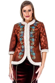 Jacheta piele ecologica maro Liza Panait AV-136E Jacheta piele ecologica maro Liza Panait AV-136E