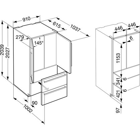 Combina frigorifica Liebherr Premium CBNes 6256, FrenchDoor, 471 L, Clasa A++, No Frost, BioFresh, Full Inox