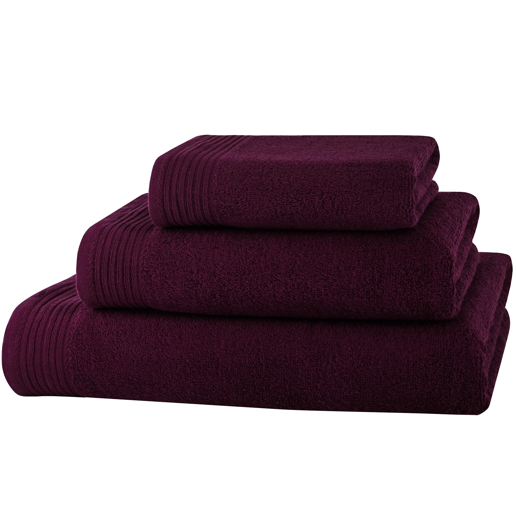 Set baie 3 prosoape Classic Collection, Purpuriu, 100% bumbac Terry Selection