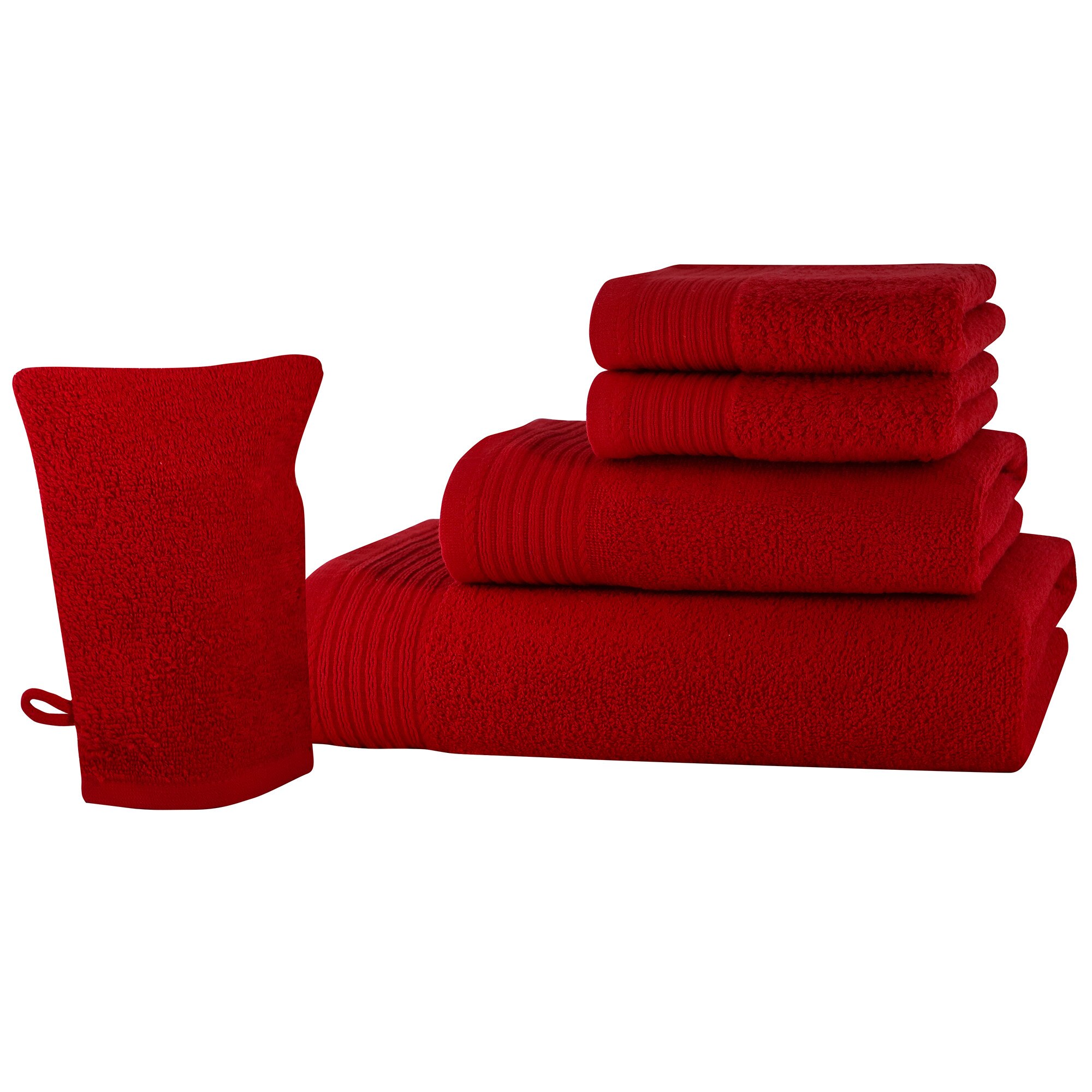 Set baie 5 produse Classic Collection, Rosu, 100% bumbac Terry Selection