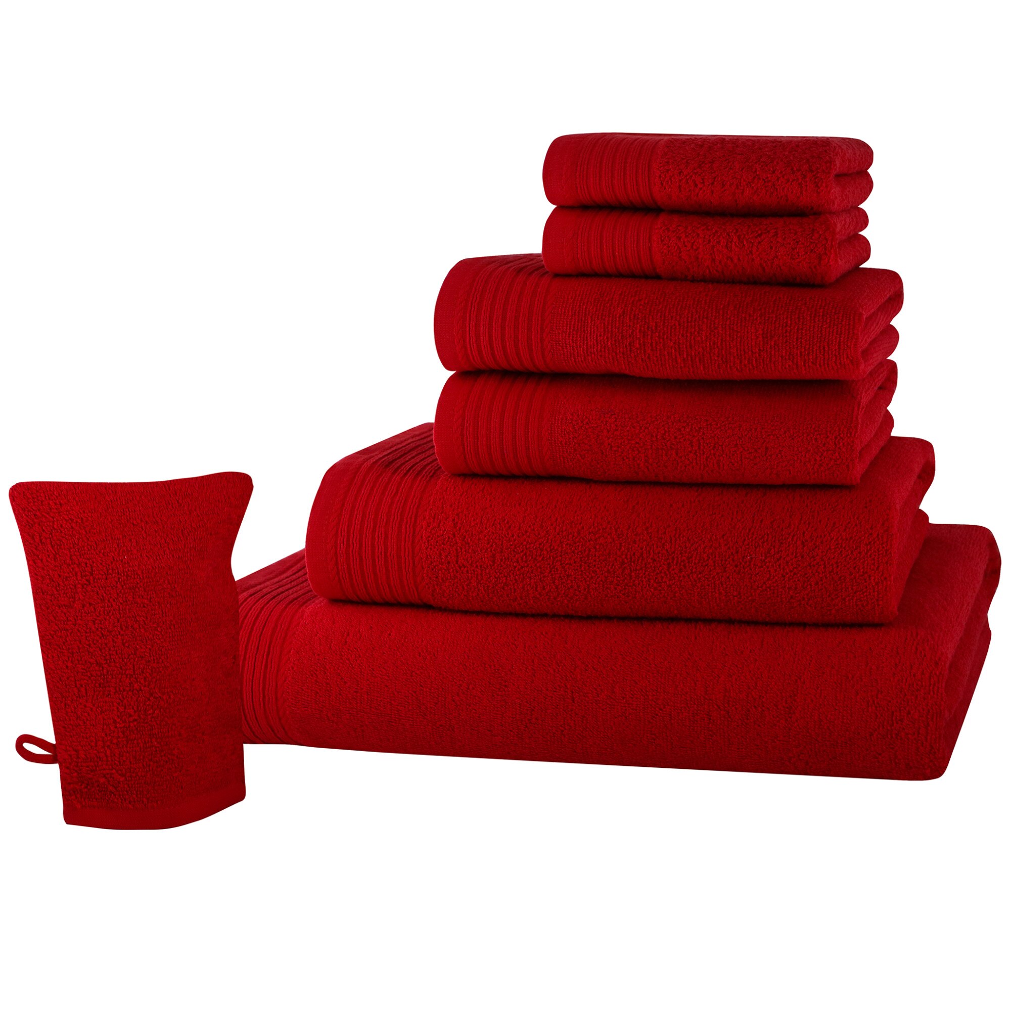 Set baie 7 produse Classic Collection, Rosu, 100% bumbac Terry Selection