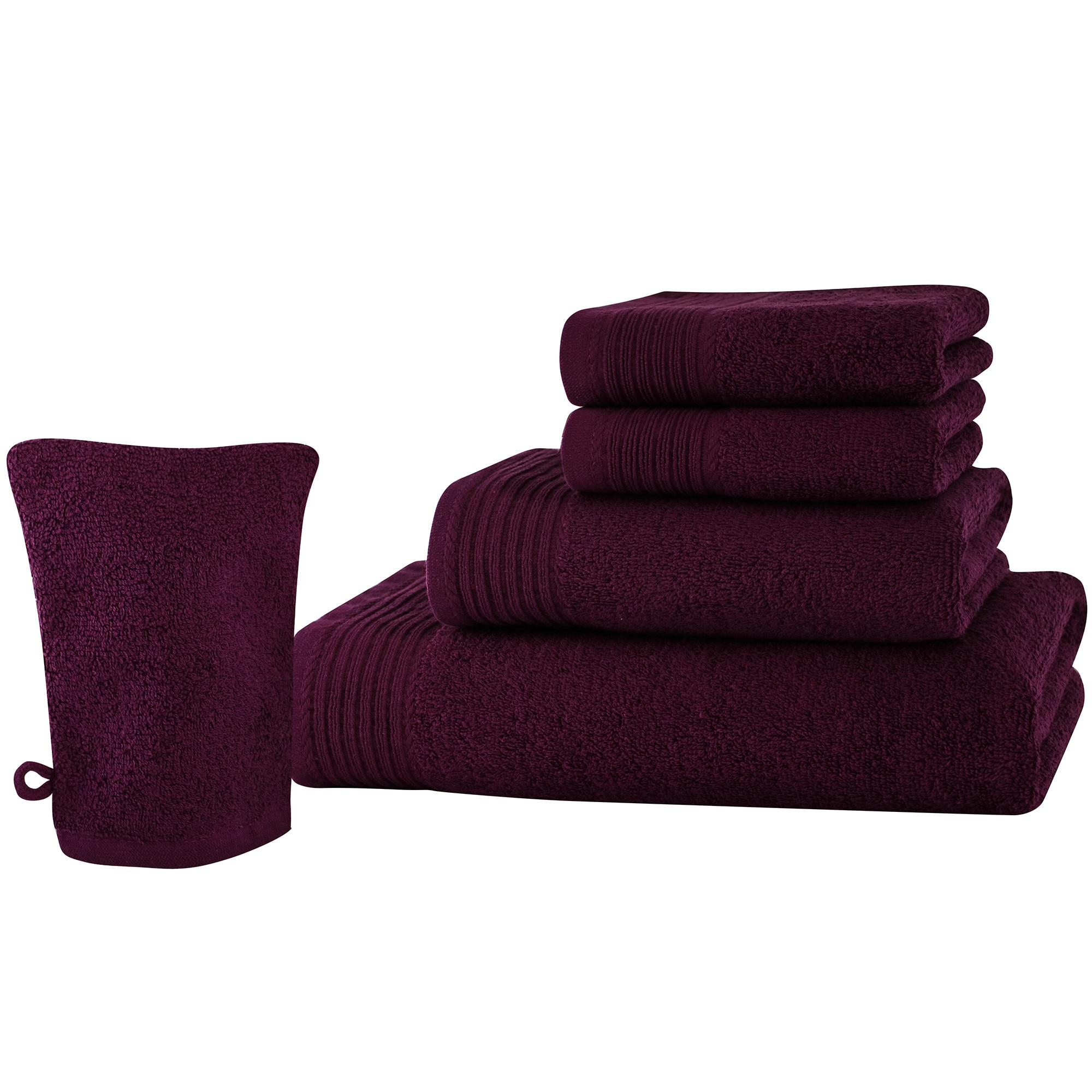 Set baie 5 produse Classic Collection, Purpuriu, 100% bumbac Terry Selection