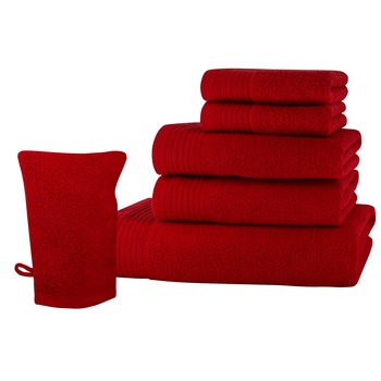 Set baie 6 produse Classic Collection, Rosu, 100% bumbac Terry Selection Set baie 6 produse Classic Collection, Rosu, 100% bumbac Terry Selection