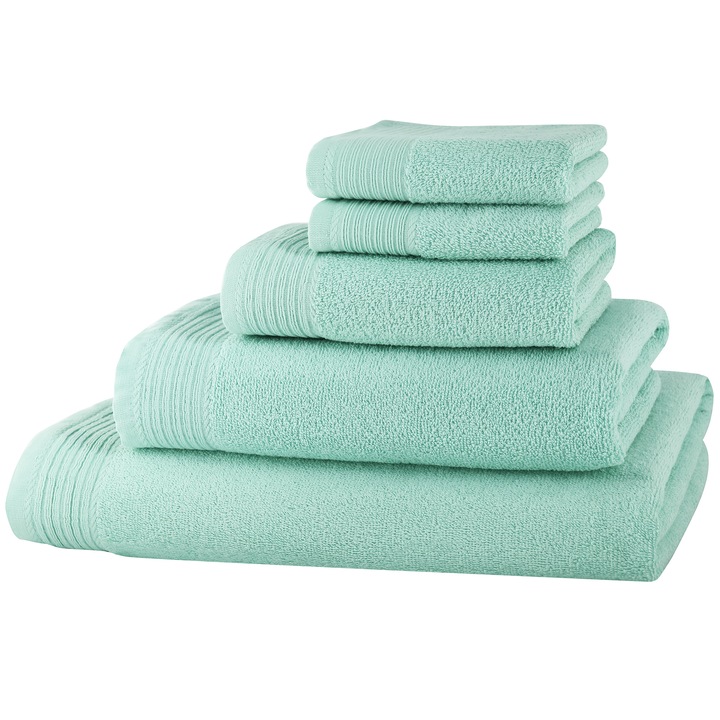 Set baie 5 prosoape Premium, The One, 100% bumbac, Menta