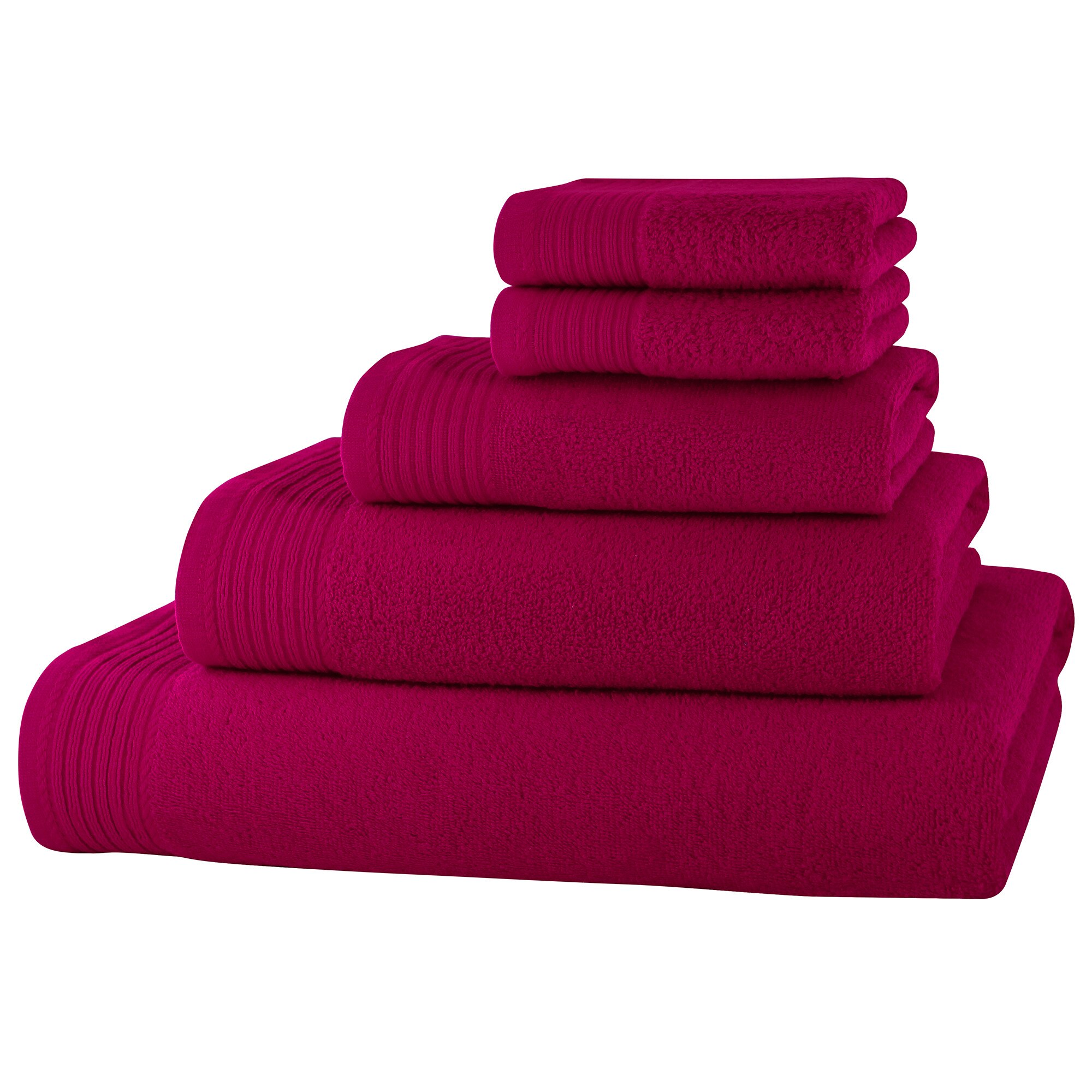 Set baie 5 prosoape Classic Collection, Fucsia, 100% bumbac Terry Selection