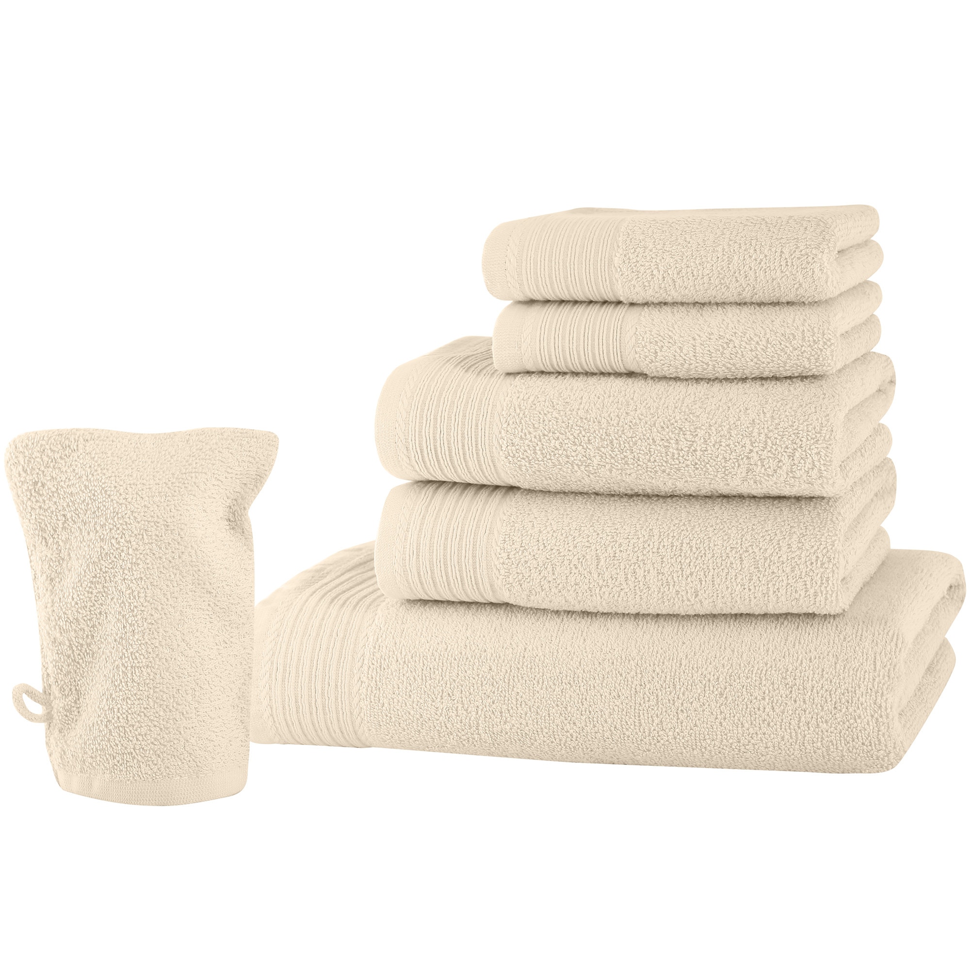 Set baie 6 produse Classic Collection, Crem deschis, 100% bumbac Terry Selection