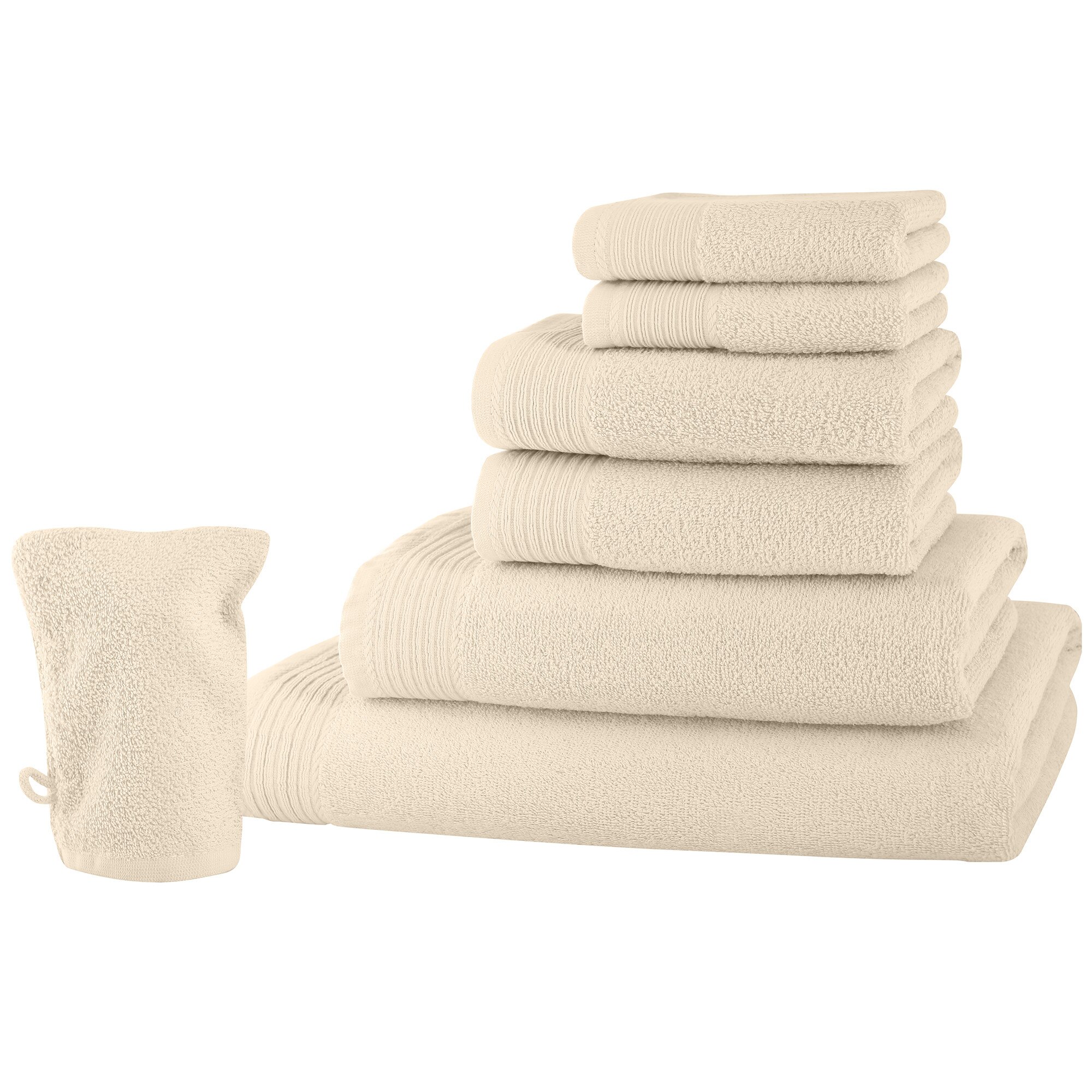 Set baie 7 produse Classic Collection, Crem deschis, 100% bumbac Terry Selection