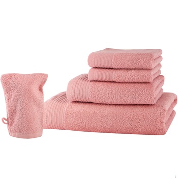 Set baie 5 produse Classic Collection, Somon, 100% bumbac Terry Selection Set baie 5 produse Classic Collection, Somon, 100% bumbac Terry Selection