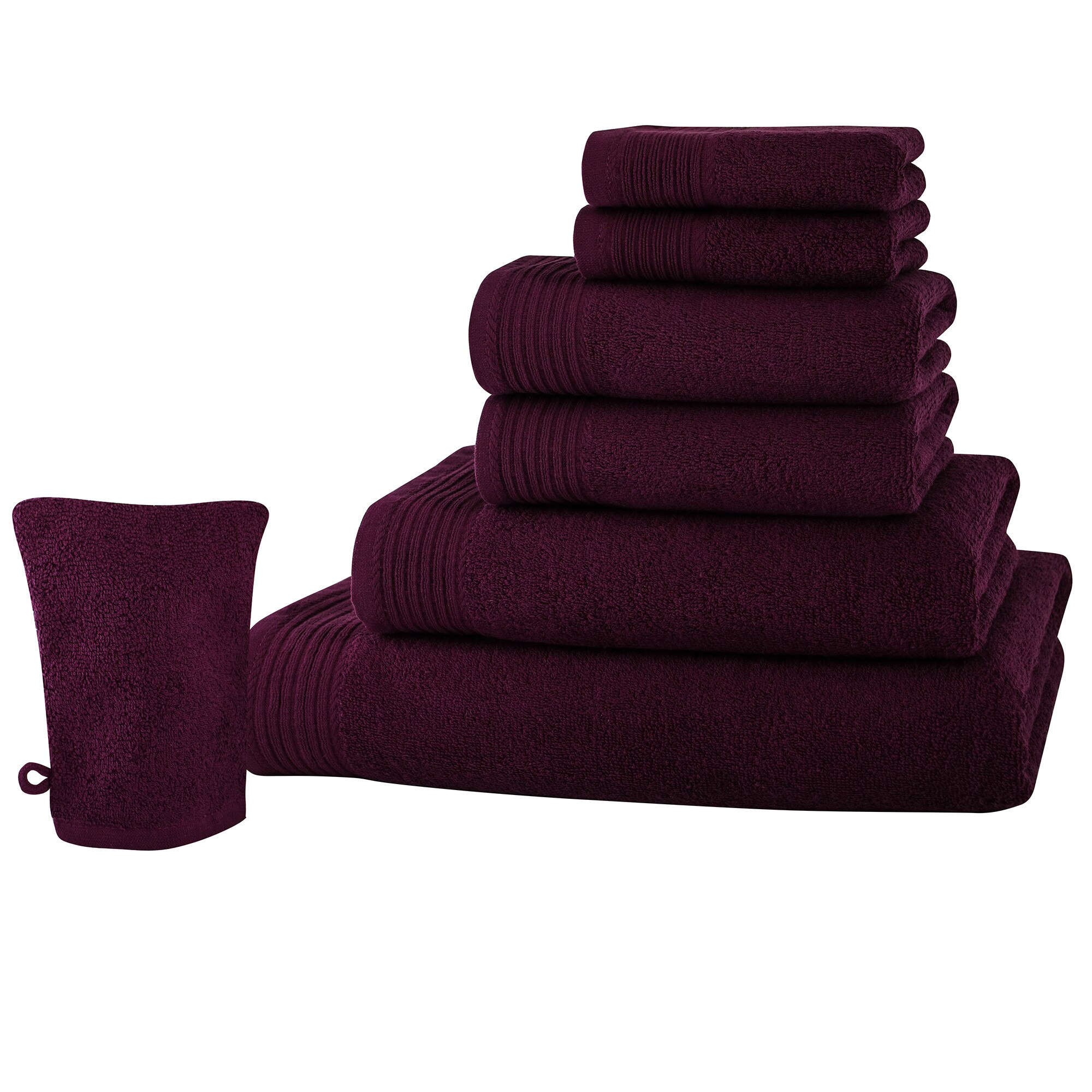 Set baie 7 produse Classic Collection, Purpuriu, 100% bumbac Terry Selection