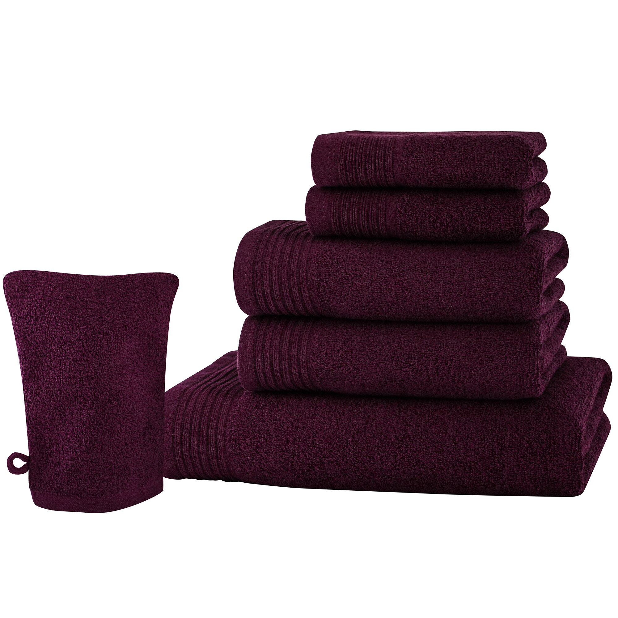 Set baie 6 produse Classic Collection, Purpuriu, 100% bumbac Terry Selection