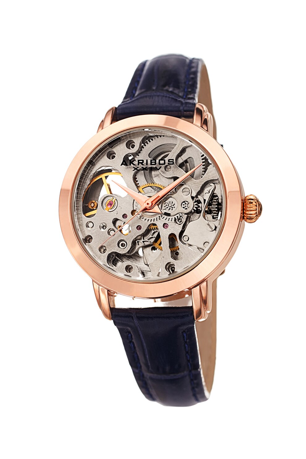 AKRIBOS XXIV, Ceas automat cu o curea de piele, Albastru inchis