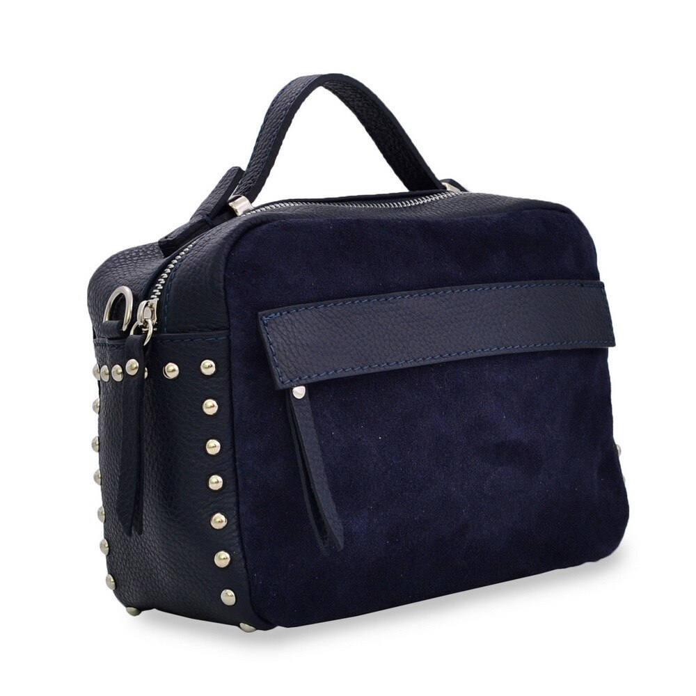 Geanta casual Iris, de dama, piele naturala, culoare bleumarin