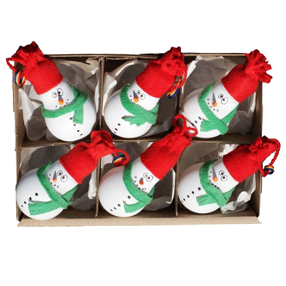 Set 6 globuri brad cu Oameni de zapada, Marca Tracolla , Globuri Craciun