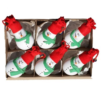 Set 6 globuri brad cu Oameni de zapada, Marca Tracolla , Globuri Craciun Set 6 globuri brad cu Oameni de zapada, Marca Tracolla , Globuri Craciun