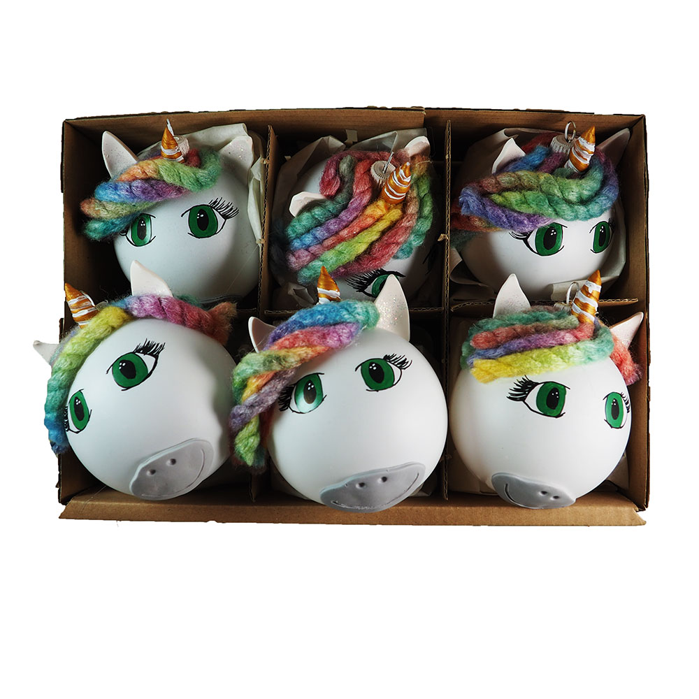 Set 6 globuri brad cu Unicorni, Marca Tracolla , Globuri Craciun