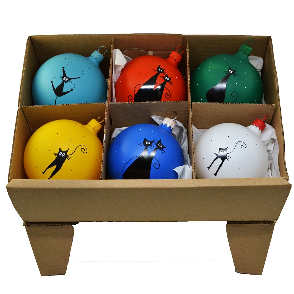 Set 6 globuri brad cu Pisicute, Marca Tracolla , Globuri Craciun