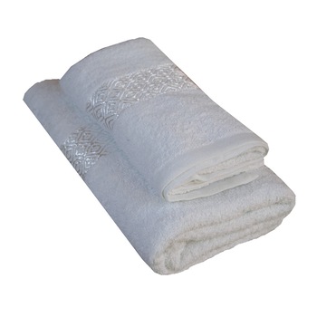 Set doua prosoape bumbac alb - 2PRS-47x95+70x130-1 Set doua prosoape bumbac alb - 2PRS-47x95+70x130-1