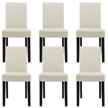 Set Victoria 6 scaune bucatarie, en.casa, 90 x 42 cm, tapitat, piele sintetica, forma trapezoidala sezut, crem-fildes Set Victoria 6 scaune bucatarie, en.casa, 90 x 42 cm, tapitat, piele sintetica, forma trapezoidala sezut, crem-fildes