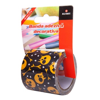 Banda adeziva decorativa Kunst Bones 500x4.8 cm, tip Duct Tape Banda adeziva decorativa Kunst Bones 500x4.8 cm, tip Duct Tape