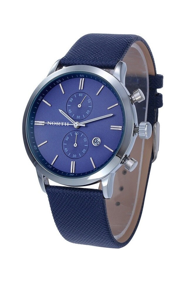 Ceas barbatesc North NRT-BA, curea din piele, elegant, bleumarin