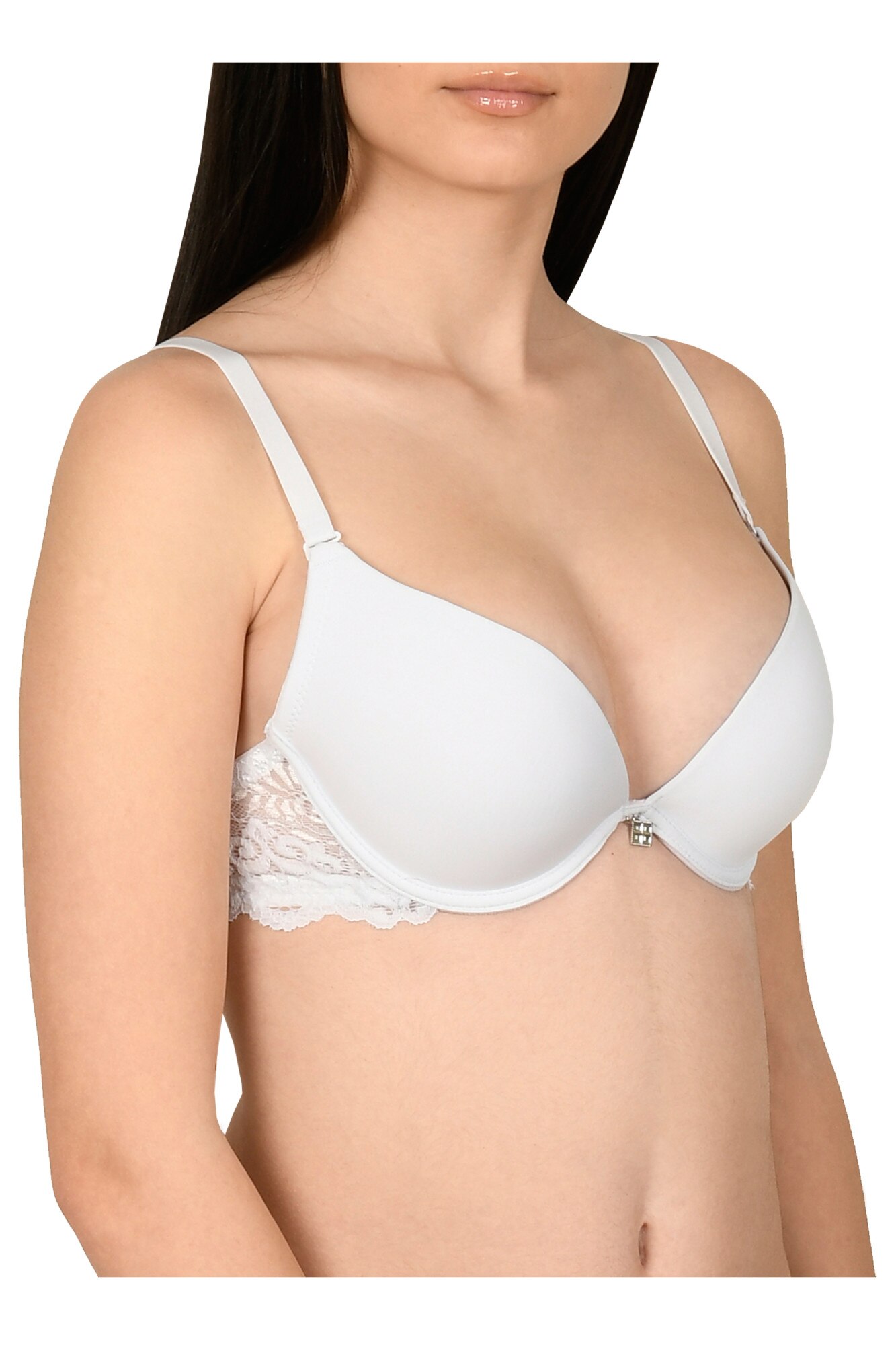 Sutien clasic forma triunghiulara, semiburetat, Lemila, Alb