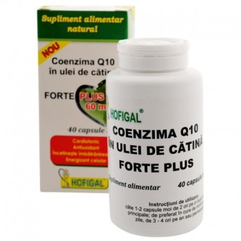 Coenzima Q10 in Ulei de Catina Forte Plus 60mg, Hofigal, 40 capsule Coenzima Q10 in Ulei de Catina Forte Plus 60mg, Hofigal, 40 capsule