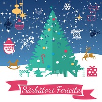 Felicitare Brad de Craciun Sarbatori Fericite, SOS Satele Copiilor, Multicolor, 140x140 mm