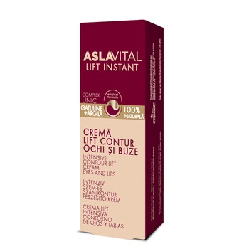 Crema lift intensiv contur - ochi si buze Aslavital Lift Instant 15 ml, Farmec Crema lift intensiv contur - ochi si buze Aslavital Lift Instant 15 ml, Farmec