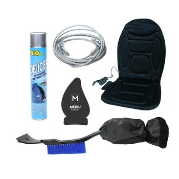 Pachet auto de iarna - Husa auto cu ancalzire si masaj cu telecomanda + cablu sarcina otel 2 tone + perie cu manusa si racleta gheata, 55cm + spray 750 ml pentru dezghetare parbriz + odorizant Metru Patrat CADOU Pachet auto de iarna - Husa auto cu ancalzire si masaj cu telecomanda + cablu sarcina otel 2 tone + perie cu manusa si racleta gheata, 55cm + spray 750 ml pentru dezghetare parbriz + odorizant Metru Patrat CADOU