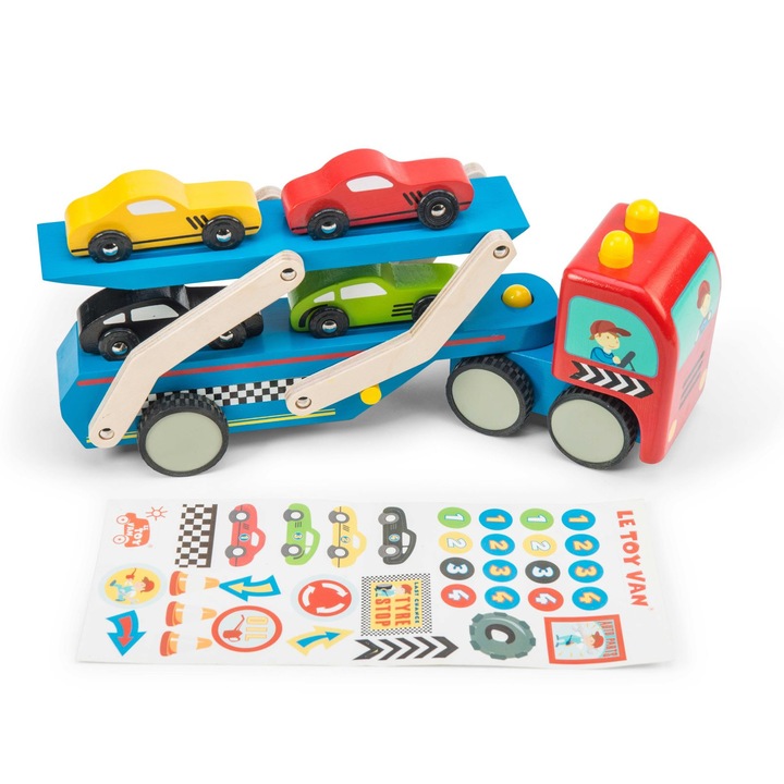 Set transportare masini de curse, Le Toy Van, din lemn