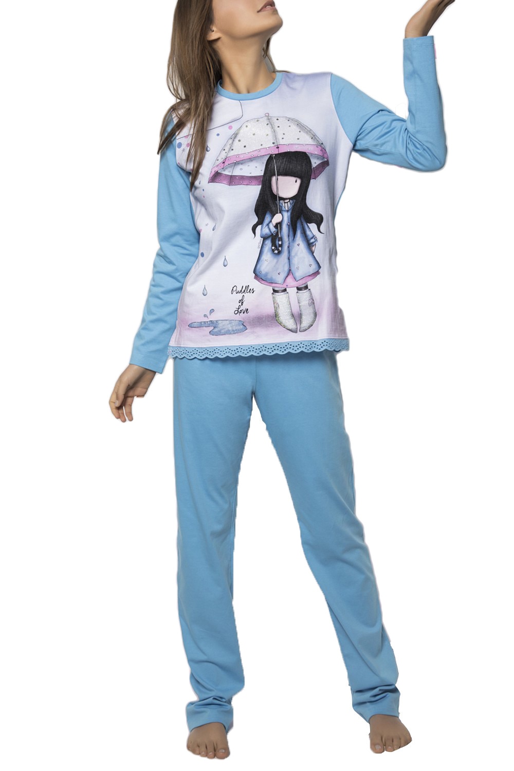 Pijama dama Gorjuss BBC - Puddle of Love, Bleu